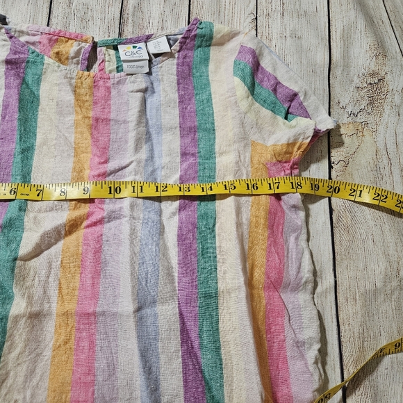 C&C California rainbow striped linen top size Medium - Picture 6 of 7